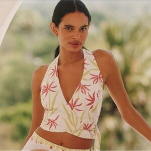 NWT Wool + Nature x Celandine Linen Blend Buckle Wrap Tank Top Size Small